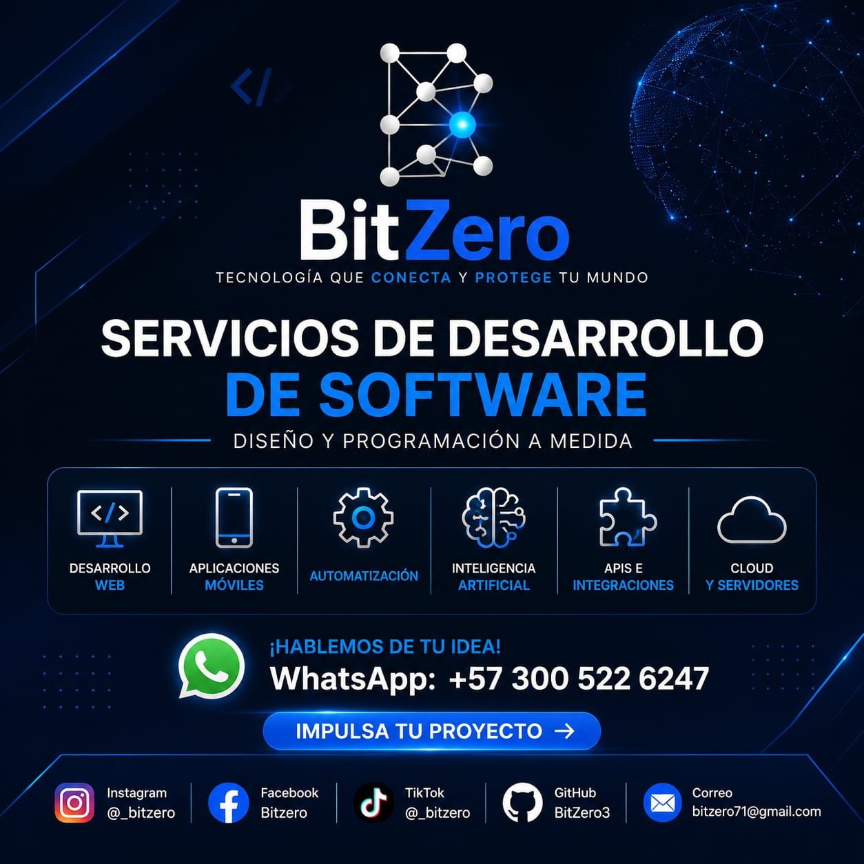 Pieza gráfica de BitZero con servicios de desarrollo de software